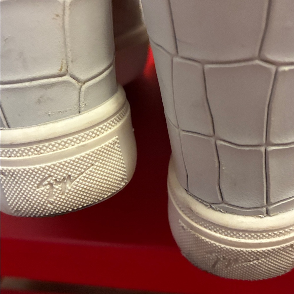 Giuseppe Zanotti White and Gold High-Top Wedge Sneakers Size 39 - Picture 12 of 12